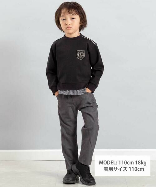 BeBe / べべ スウェット | エンブレムワッペン裾レイヤードポンチトレーナー(100~150cm) | 詳細1