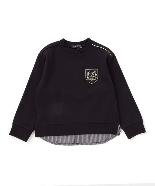 BeBe / べべ スウェット | エンブレムワッペン裾レイヤードポンチトレーナー(100~150cm) | 詳細7