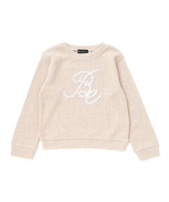 BeBe / べべ ニット・セーター | ラメテレコレースモチーフロゴプルオーバー(100~160cm)