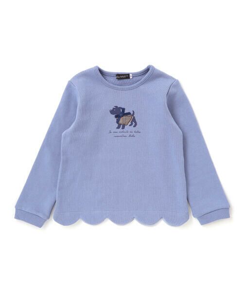 BeBe/べべ テリアプリントスカラップトレーナー(80~150cm) ブルー 140cm BeBe/べべ テリアプリントスカラップトレーナー(80~150cm) ブルー 140cm