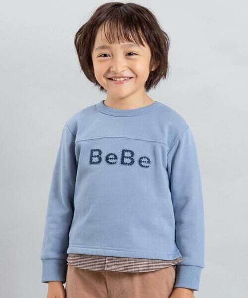BeBe/べべ パッチ刺しゅうロゴレイヤード風トレーナー(80~160cm) ブルー 160cm BeBe/べべ パッチ刺しゅうロゴレイヤード風トレーナー(80~160cm) ブルー 160cm