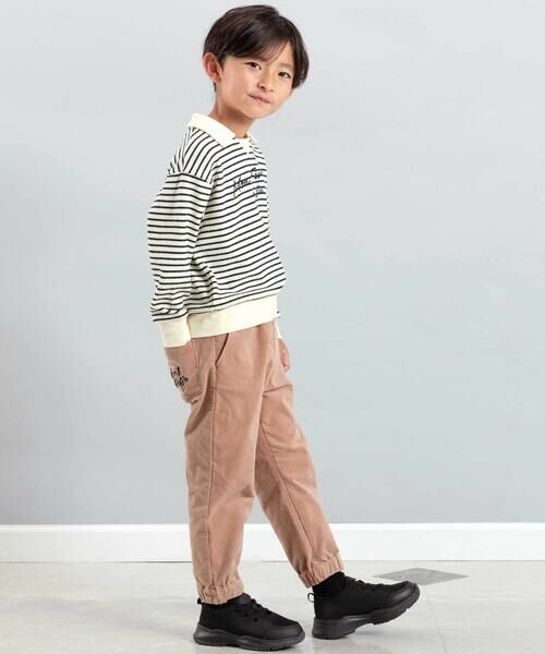 BeBe / べべ ニット・セーター | 【お揃い】ボーダーリブZIPカラー長袖プルオーバー(90~160cm) | 詳細1