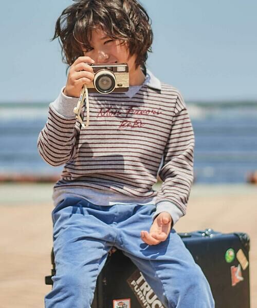 BeBe / べべ ニット・セーター | 【お揃い】ボーダーリブZIPカラー長袖プルオーバー(90~160cm) | 詳細7