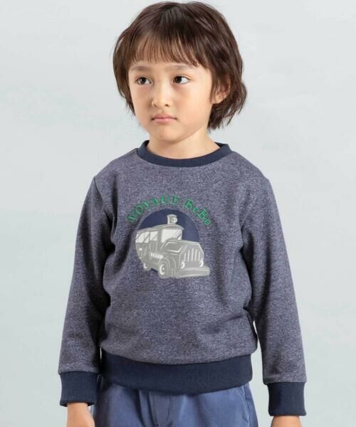 BeBe/べべ トレインプリントメランジトレーナー (90~150cm) ネイビー 100cm BeBe/べべ トレインプリントメランジトレーナー (90~150cm) ネイビー 100cm