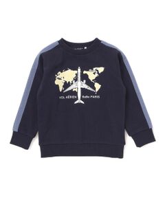 BeBe / べべ スウェット | 【JALコラボ】飛行機刺しゅう袖切り替えラグラントレーナー(90~130cm)