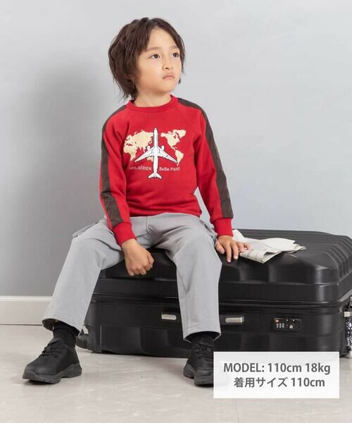 BeBe / べべ スウェット | 【JALコラボ】飛行機刺しゅう袖切り替えラグラントレーナー(90~130cm) | 詳細1