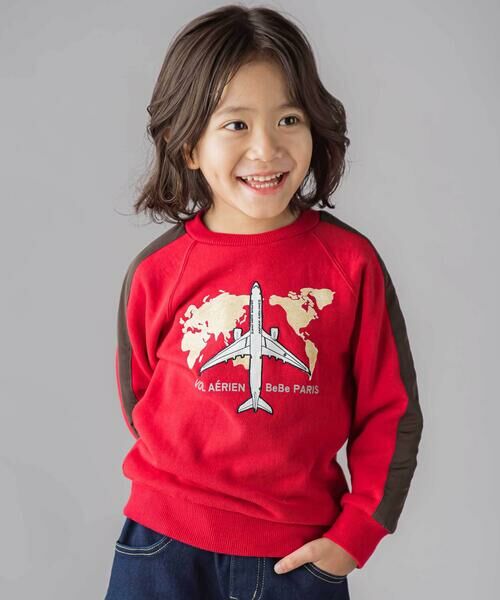 BeBe / べべ スウェット | 【JALコラボ】飛行機刺しゅう袖切り替えラグラントレーナー(90~130cm) | 詳細8