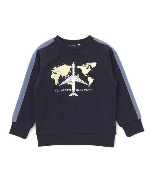 BeBe / べべ スウェット | 【JALコラボ】飛行機刺しゅう袖切り替えラグラントレーナー(90~130cm) | 詳細18