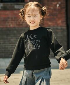 BeBe / べべ スウェット | ポンチラインストーンロゴトレーナー(100~160cm)