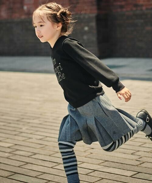 BeBe / べべ スウェット | ポンチラインストーンロゴトレーナー(100~160cm) | 詳細7