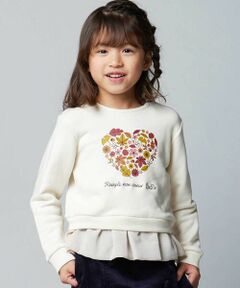 BeBe / べべ スウェット | マシュマロウラケハートリーフブーケ裾フリルトレーナー(90~150cm)
