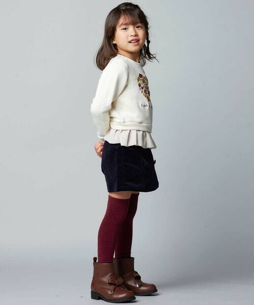 BeBe / べべ スウェット | マシュマロウラケハートリーフブーケ裾フリルトレーナー(90~150cm) | 詳細2