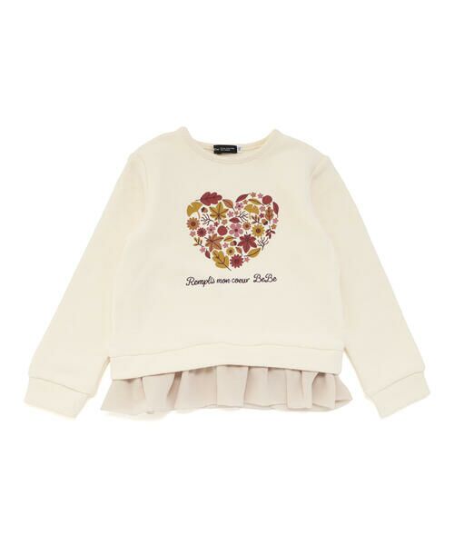 BeBe / べべ スウェット | マシュマロウラケハートリーフブーケ裾フリルトレーナー(90~150cm) | 詳細4