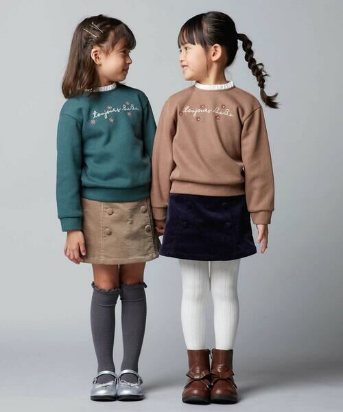 BeBe / べべ スウェット | 襟フリルチェーンステッチロゴリブトレーナー(100~160cm) | 詳細2