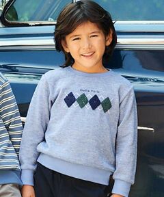 BeBe / べべ スウェット | カットニットアーガイル刺しゅうプルオーバー(90~140cm)