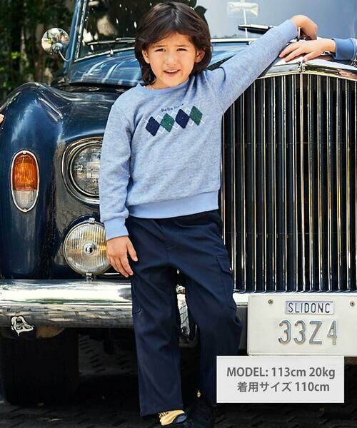 BeBe / べべ スウェット | カットニットアーガイル刺しゅうプルオーバー(90~140cm) | 詳細1