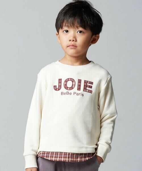 BeBe/べべ マシュマロウラケロゴパッチレイヤード風トレーナー(90~160cm) オフホワイト 140cm