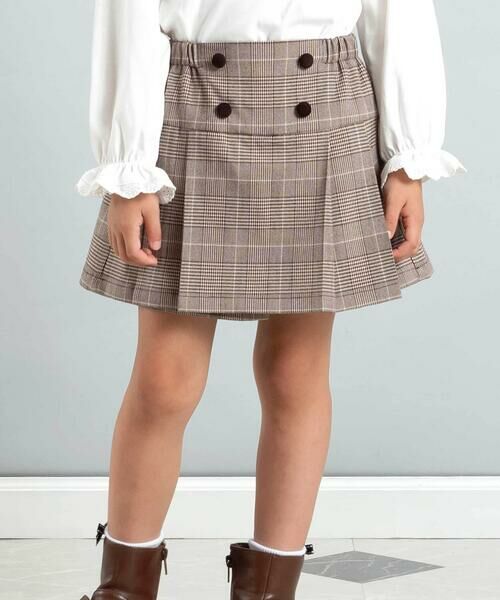 BeBe/べべ 【お揃い】グレンチェックプリーツスカート風ショートパンツ(90~160cm) ブラウン系 90cm BeBe/べべ 【お揃い】グレンチェックプリーツスカート風ショートパンツ(90~160cm) ブラウン系 90cm