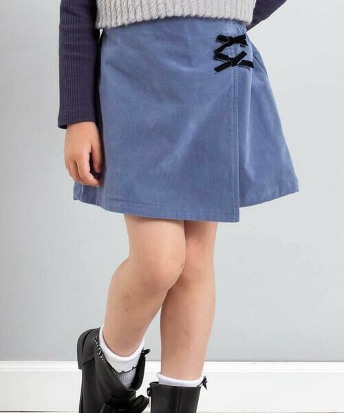 BeBe/べべ モールスキンラップスカート風ショートパンツ(90~160cm) ブルー 160cm BeBe/べべ モールスキンラップスカート風ショートパンツ(90~160cm) ブルー 160cm