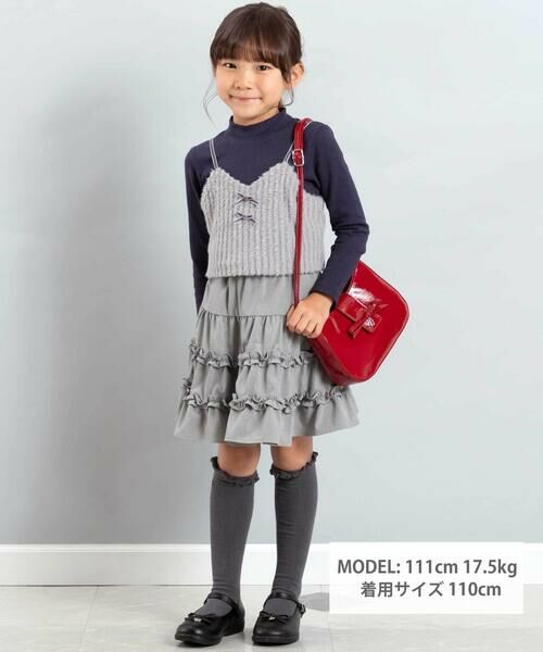 BeBe / べべ ミニ・ひざ丈スカート | シャンブレーフリルティアードスカート(100~150cm) | 詳細9