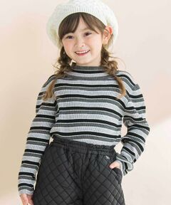 BeBe / べべ ニット・セーター | マルチボーダーリブハイネックニット(90~150cm)