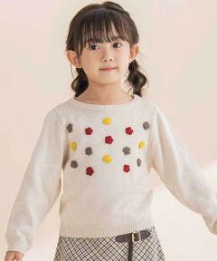 BeBe / べべ ニット・セーター | かぎ針花モチーフニットプルオーバー(100~140cm)