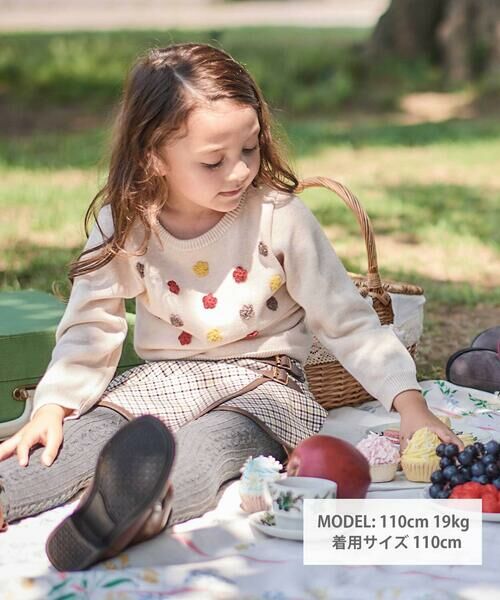 BeBe / べべ ニット・セーター | かぎ針花モチーフニットプルオーバー(100~140cm) | 詳細3