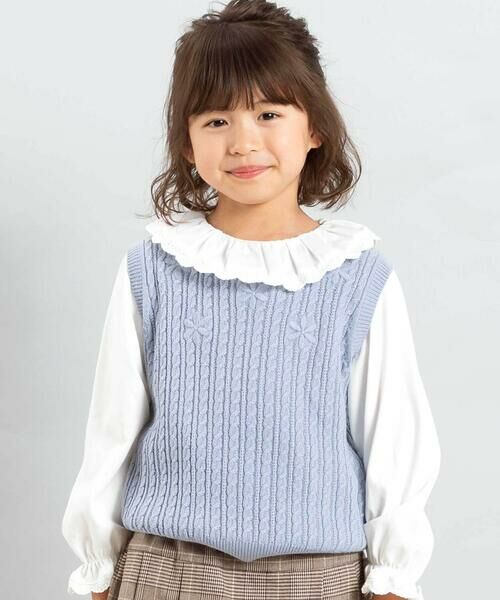 BeBe/べべ ケーブル編みクルーネックニットベスト(90~150cm) ブルー 140cm BeBe/べべ ケーブル編みクルーネックニットベスト(90~150cm) ブルー 140cm