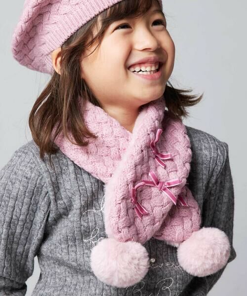 BeBe / べべ マフラー・ショール・スヌード・ストール | 【お揃い】ポコポコニットリボンマフラー | 詳細9