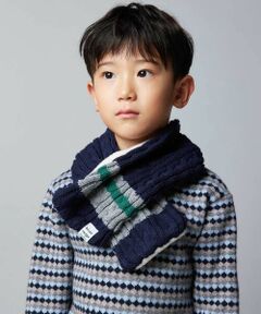 BeBe / べべ マフラー・ショール・スヌード・ストール | 【お揃い】ケーブル編みライン配色ニットマフラー