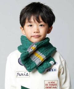 BeBe / べべ マフラー・ショール・スヌード・ストール | 【お揃い】ケーブル編みライン配色ニットマフラー