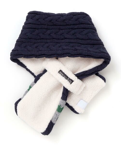 BeBe / べべ マフラー・ショール・スヌード・ストール | 【お揃い】ケーブル編みライン配色ニットマフラー | 詳細3