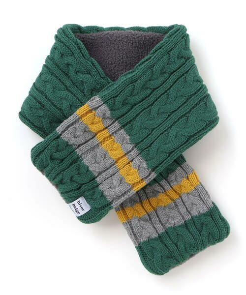 BeBe / べべ マフラー・ショール・スヌード・ストール | 【お揃い】ケーブル編みライン配色ニットマフラー | 詳細9