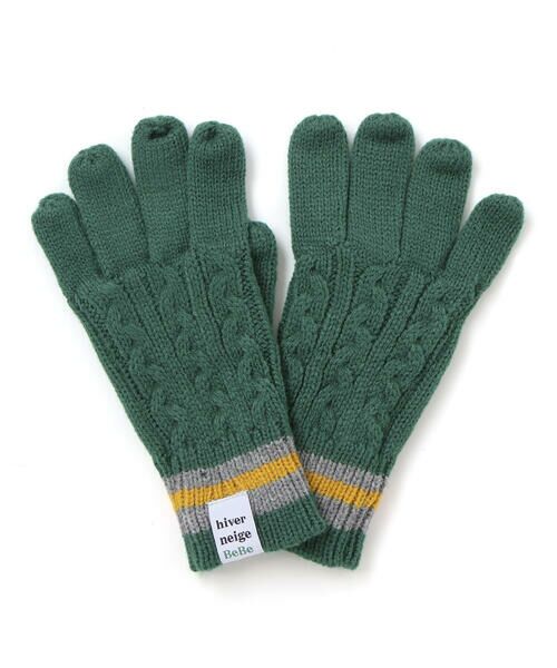 BeBe / べべ 手袋 | 【お揃い】ケーブル編みライン配色ニット手袋 | 詳細6