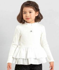 BeBe / べべ Tシャツ | ペプラムフリル切替テレコプルオーバー(90~150cm)