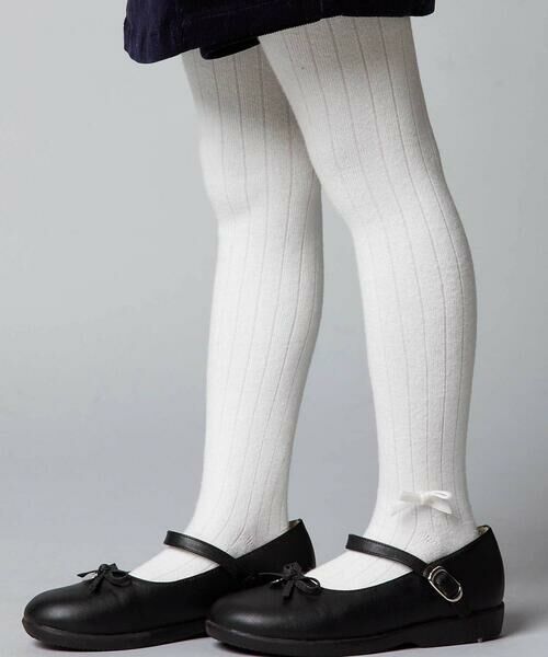 BeBe / べべ レギンス・スパッツ | サイドリボンリブタイツ(80~140cm)(オフホワイト)