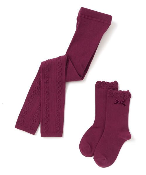 BeBe / べべ レギンス・スパッツ | ケーブル編みレギンス+フリルクルーソックスセット(80~140cm) | 詳細8