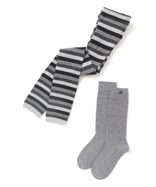 BeBe / べべ レギンス・スパッツ | マルチボーダーレギンス+ショートルーズソックスセット(80~140cm) | 詳細1
