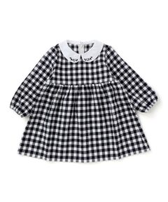 BeBe / べべ ミニ丈・ひざ丈ワンピース | 【お揃い】ネルギンガムチェック丸襟長袖ワンピース(80~100cm)