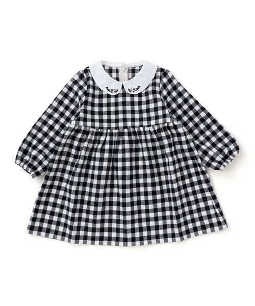BeBe / べべ ミニ丈・ひざ丈ワンピース | 【お揃い】ネルギンガムチェック丸襟長袖ワンピース(80~100cm) | 詳細4