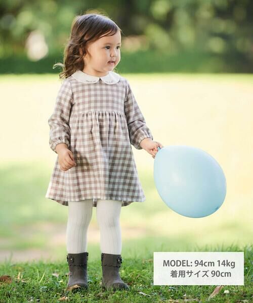 BeBe / べべ ミニ丈・ひざ丈ワンピース | 【お揃い】ネルギンガムチェック丸襟長袖ワンピース(80~100cm) | 詳細11