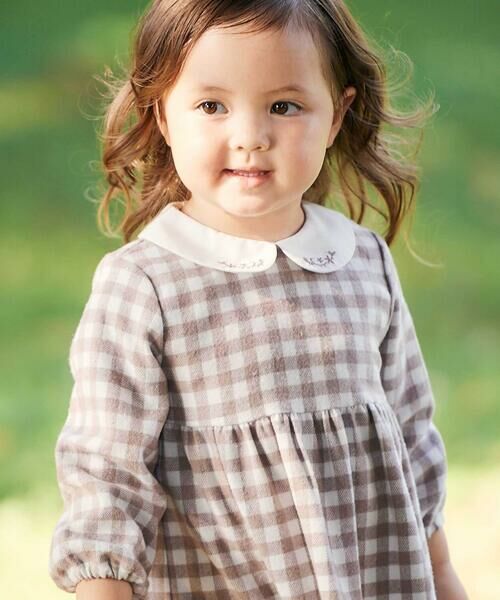 BeBe / べべ ミニ丈・ひざ丈ワンピース | 【お揃い】ネルギンガムチェック丸襟長袖ワンピース(80~100cm) | 詳細12