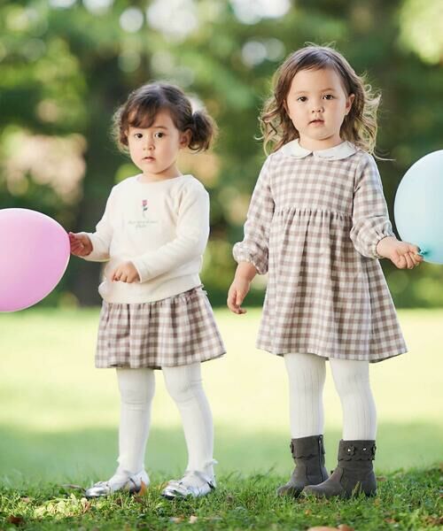 BeBe / べべ ミニ丈・ひざ丈ワンピース | 【お揃い】ネルギンガムチェック丸襟長袖ワンピース(80~100cm) | 詳細13