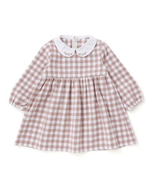 BeBe / べべ ミニ丈・ひざ丈ワンピース | 【お揃い】ネルギンガムチェック丸襟長袖ワンピース(80~100cm) | 詳細14