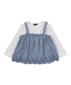 BeBe / べべ Tシャツ | シャツコールビスチェ+ドット長袖Tシャツセット(90~100cm)