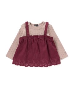 BeBe / べべ Tシャツ | シャツコールビスチェ+ドット長袖Tシャツセット(90~100cm)