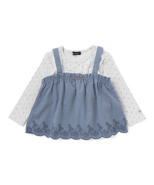 BeBe / べべ Tシャツ | シャツコールビスチェ+ドット長袖Tシャツセット(90~100cm) | 詳細1