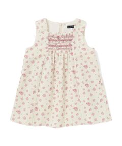 BeBe / べべ ミニ丈・ひざ丈ワンピース | 【お揃い】小花柄シャツコールスモック刺しゅうジャンパースカート(80~100cm)