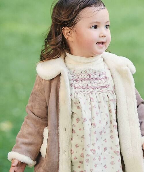 BeBe / べべ ミニ丈・ひざ丈ワンピース | 【お揃い】小花柄シャツコールスモック刺しゅうジャンパースカート(80~100cm) | 詳細3