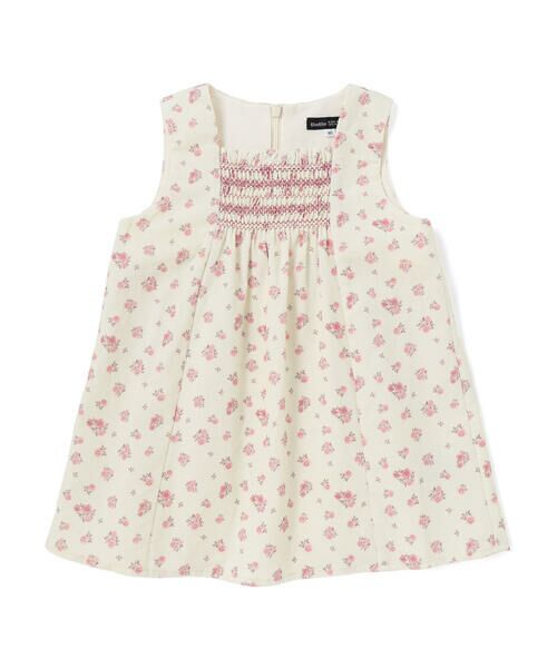 BeBe / べべ ミニ丈・ひざ丈ワンピース | 【お揃い】小花柄シャツコールスモック刺しゅうジャンパースカート(80~100cm) | 詳細4